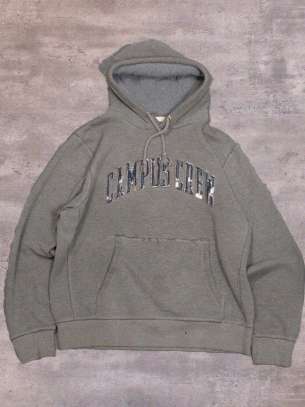 Y2K 2000's 00's Campus Crew Quilted Line Abercrombie & Fitch‎ Style Grey Hoodie